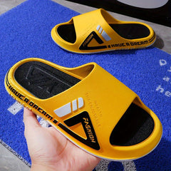 Men's Contrast Slides Non Slip Slippers Open Toe Shoes Indoor Outdoor