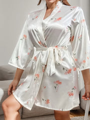 Floral Print Long Sleeve Home Robe Women's Loungewear