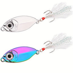 10pcs Slow Sinking Metal Jigs Bait Feather Hook Spoon Hard Lures Fishing 5-20g