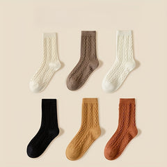 6 Pairs Twist Textured Socks for Women