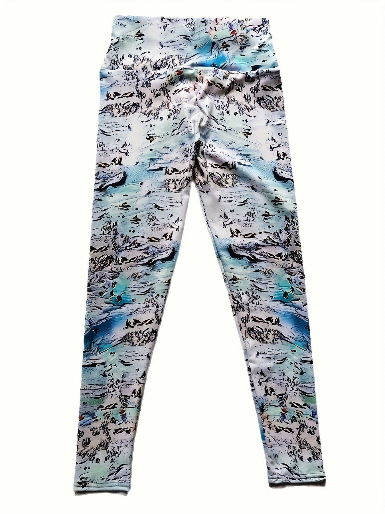 Sea Beach Print High Waist Tummy Control Fitness Pants