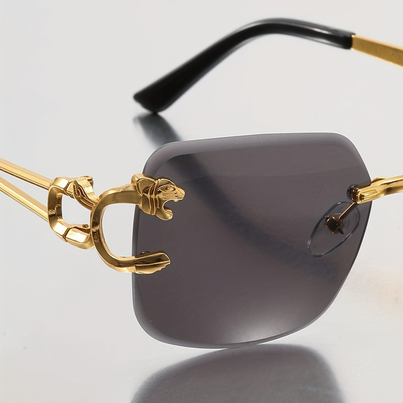 Men's Leopard Rimless UV Resistant Sunglasses for Beach