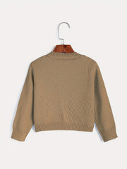 Toddler Girls Knitted Short Cardigan Button Down Plain Thin Knit Top