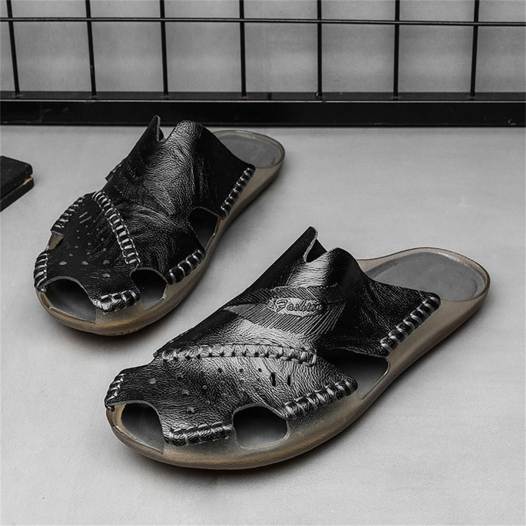SENBURNY Cowhide Leather Slippers Men's Slip On Sandals Chappal