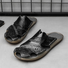 SENBURNY Cowhide Leather Slippers Men's Slip On Sandals Chappal