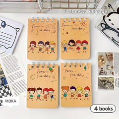 4 pack A7 Thick Notebook Fresh Wind Portable Small Notebook
