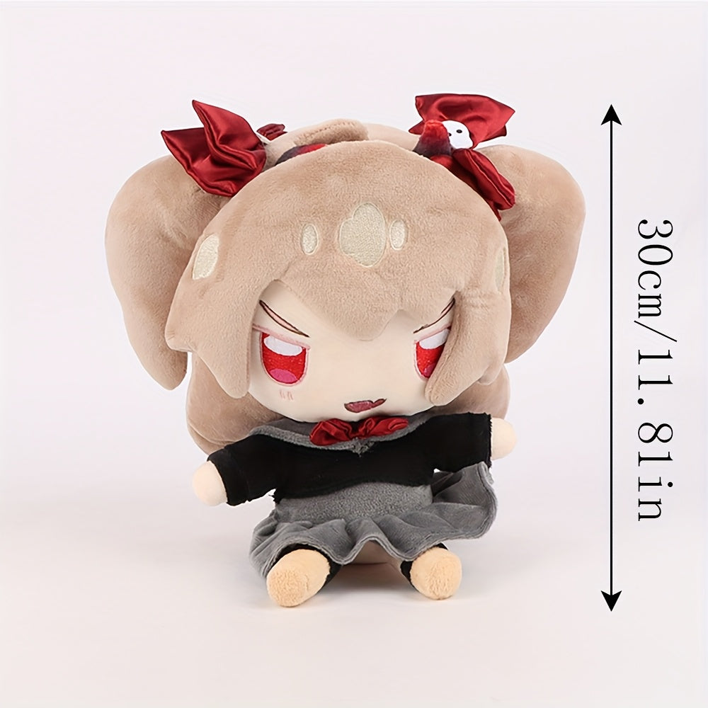 Neuro Sama Plush Toy Anime Girl Stuffed Animal with Red Bow & Dress Soft Plushie