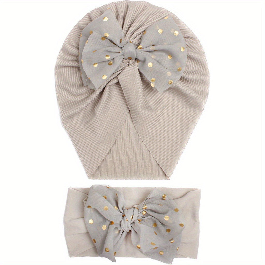 2pcs Baby Bow Hat & Hair Bands Set