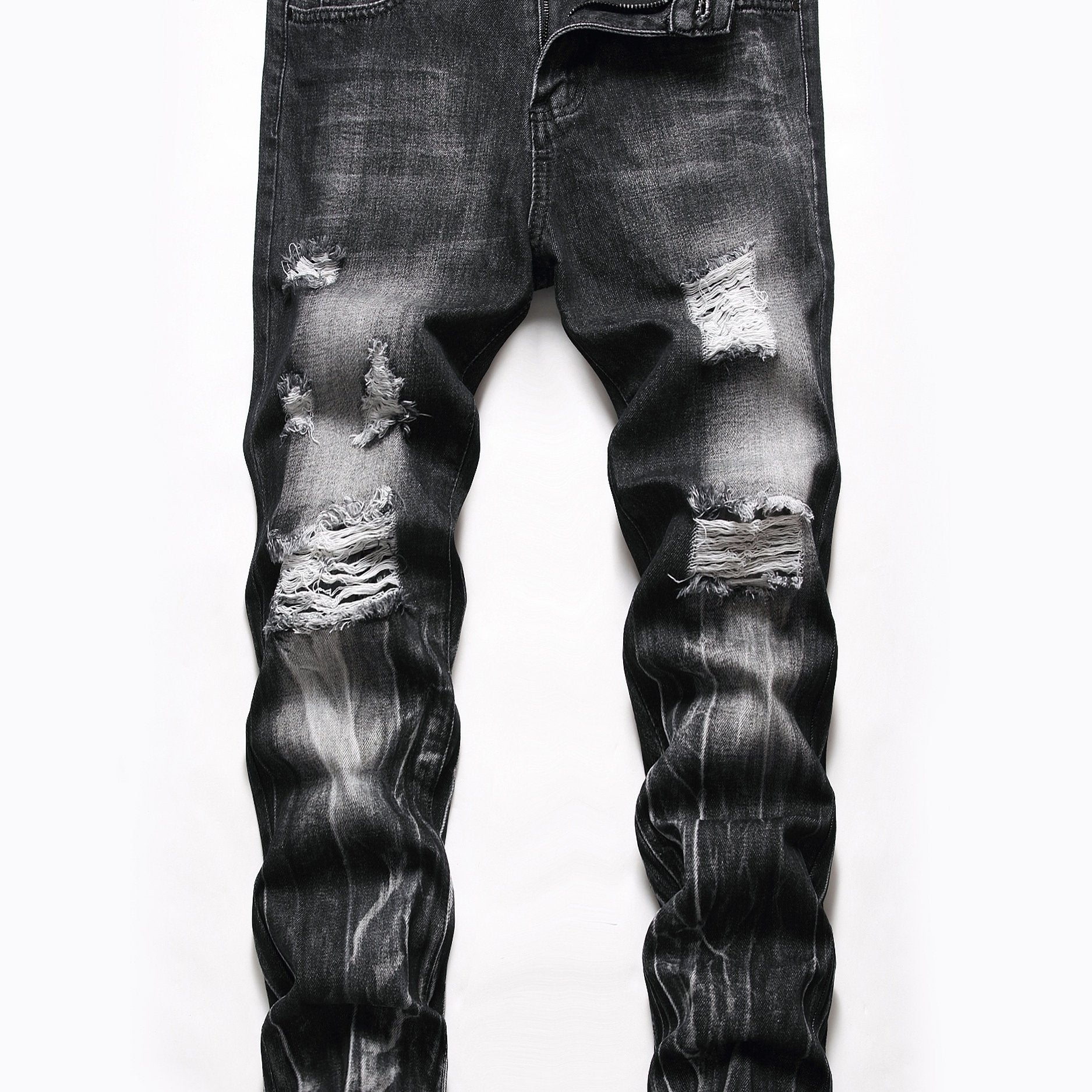 Men's Slim Fit Ripped Jeans Distressed Denim Pants