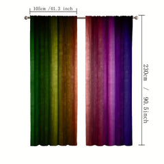 Dark Rainbow Curtains Set of 2 Rod Pocket Kitchen Cafe Living Room Decor