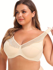Floral Jacquard Push-Up Underwire Bra Plus Size