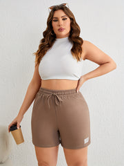 Graphic Print High Rise Elastic Waist Drawstring Comfy Shorts