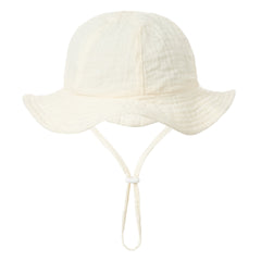 Baby Cotton Bucket Hat Fisherman Hat Wide Brim Beach Basin Hat Sunscreen Cap