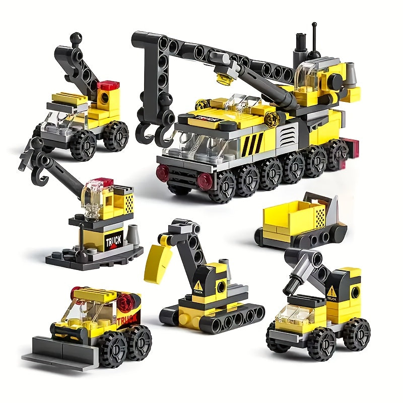 6-in-1 Mechanical Crane Building Blocks Toy for Kids 6-12