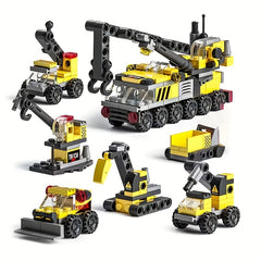 6-in-1 Mechanical Crane Building Blocks Toy for Kids 6-12