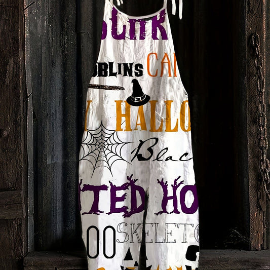 Halloween Jumpsuit Women's Graphic Tie Shoulder Loose
