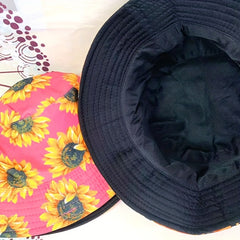 Sun Flower Print Bucket Hat Sunflower Big Brim Basin Hat