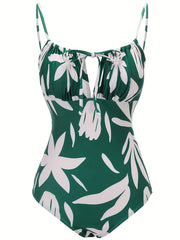 Floral Print Tummy Control One Piece Swimsuit