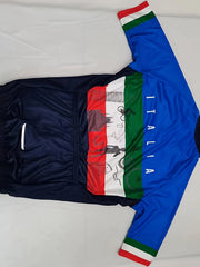 Italian Flag Print Men's Cycling Jersey Zipper Block Summer Shirt