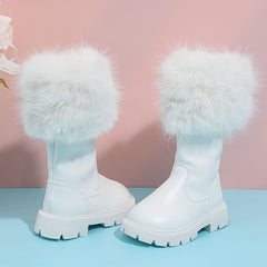 Girls High Top Furry Boots Non Slip Warm Zip Up - Parties Street Style