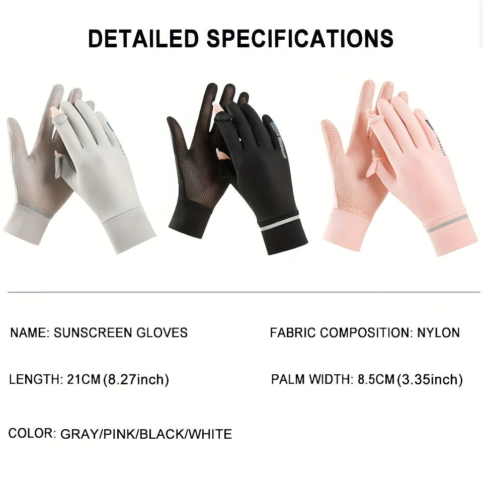 Breathable Sun Gloves Solid Color UV Protection Gloves