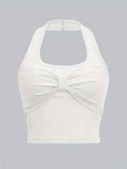 Sexy Twist Front Halter Neck Top Sleeveless Slim Top