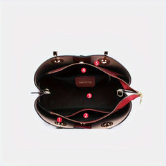 Women's Burgundy Tote Bag Golden Tone Hardware Zipper Closure