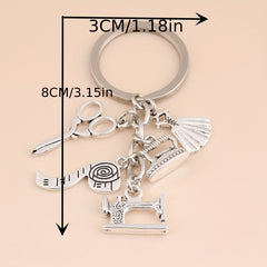 Y2K Metal Sewing Machine Key Chain for Women Girl Gift