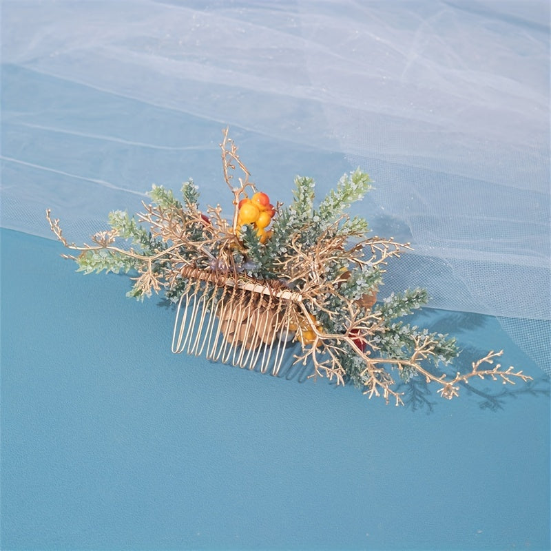 Girl's Pine Cone Hair Comb with Faux Pearl Flower Hairpin