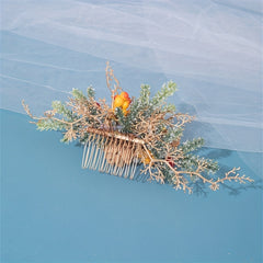 Girl's Pine Cone Hair Comb with Faux Pearl Flower Hairpin