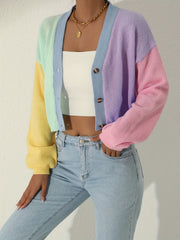 Colorful Long Sleeve Crop Cardigan for Women