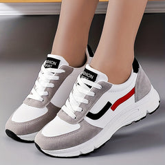 Colorblock Platform Sneakers Lace Up Sporty Comfy Shoes