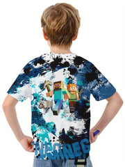 3D Print Boy's Casual Tees Short Sleeve Crew Neck T shirt Kids Summer Sports