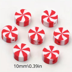 50pcs Christmas Candy Clay Beads DIY Necklace Bracelet Jewelry Making Supplies