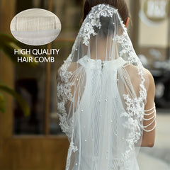 Vintage Bridal Tiara Veil Faux Pearl Wedding Accessories