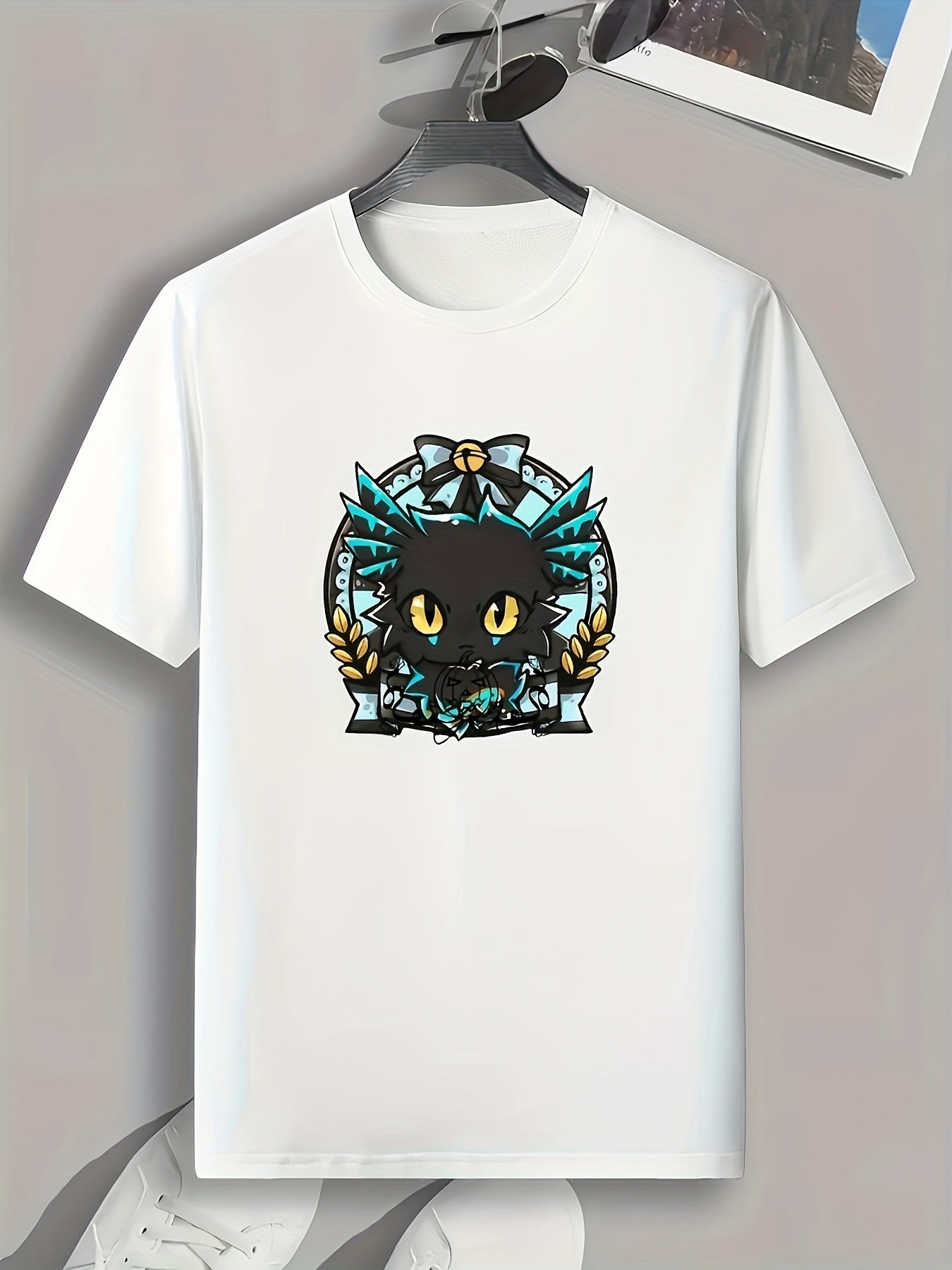 Cartoon Pattern Print Men's Comfy Sports T-shirt Graphic Tee