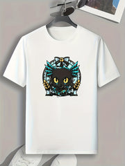 Cartoon Pattern Print Men's Comfy Sports T-shirt Graphic Tee