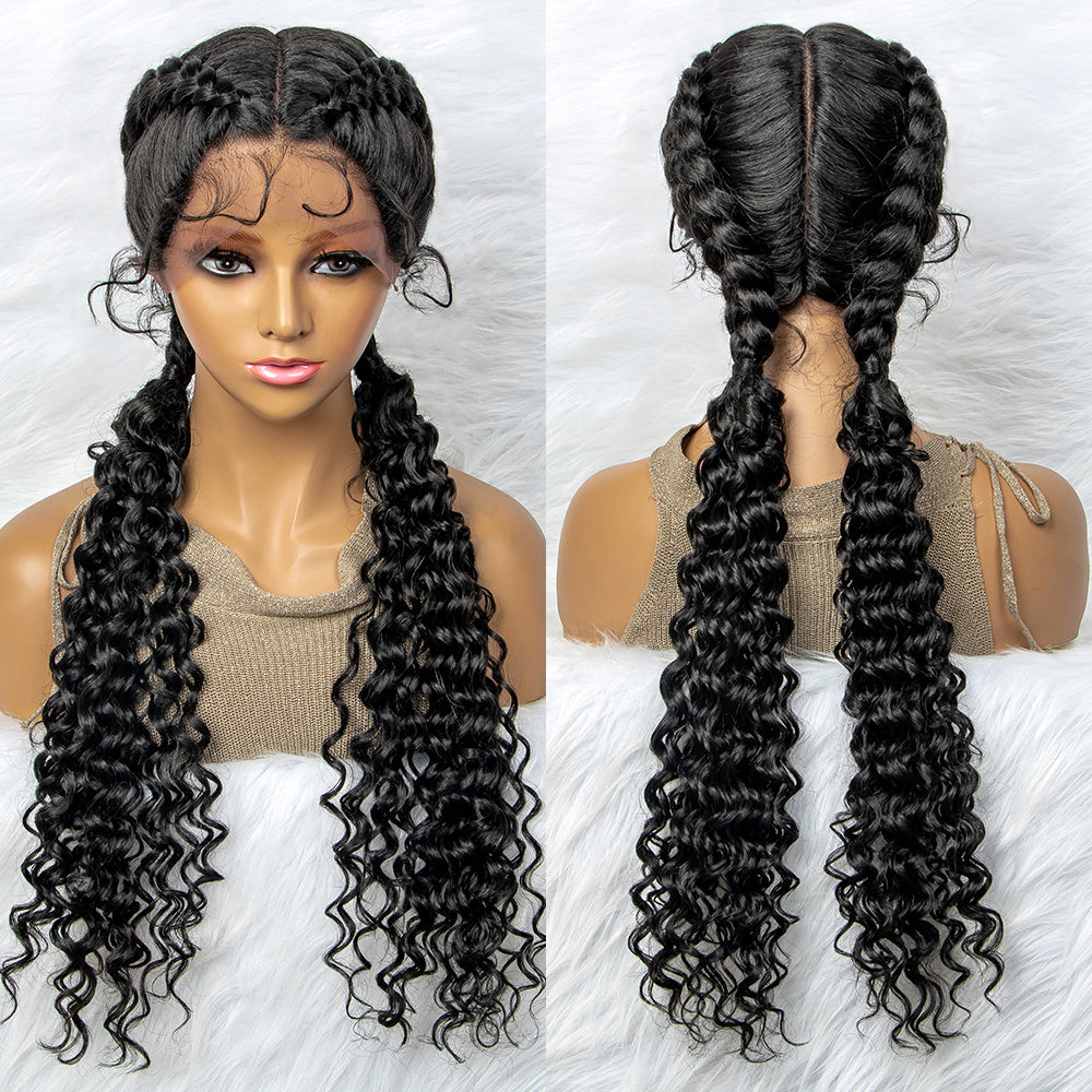 Long Box Braided Lace Front Wig with Baby Hair for Women