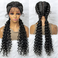Long Box Braided Lace Front Wig with Baby Hair for Women