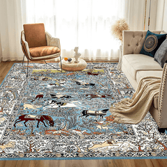 Boho Style Vintage Area Rug Soft Washable Anti Skid Living Room Carpet