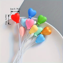 12pcs Resin Balloon Charms with Heart Shaped Caps Mixed Colors DIY Dollhouse Acc