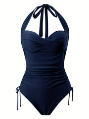 Casual Swimsuit Women's Plus Wrap Ruched Backless One Piece Swimsuit