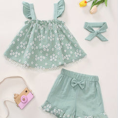 Baby Girls 2 Piece Flower Print Cami Top & Shorts