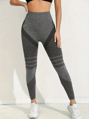 Solid Stripe Hip Lifting Yoga Pants Slimming High Stretch Leggings