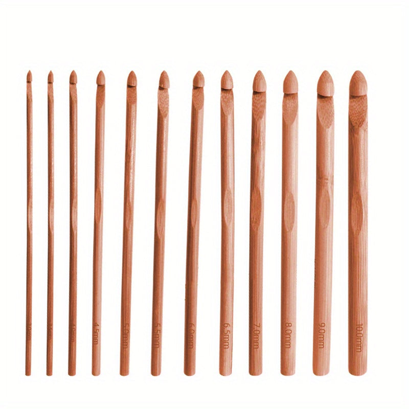 12pcs Bamboo Crochet Set Knitting Needle Hand DIY Tools For Arthritic Hands