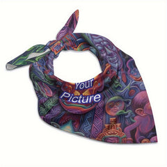Custom Personalized Square Scarf for Women and Men with Name & Photo