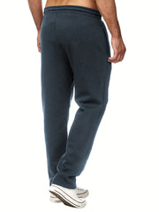 Men's Solid Fleece Loose Sports Pants - Small & Order Size Up