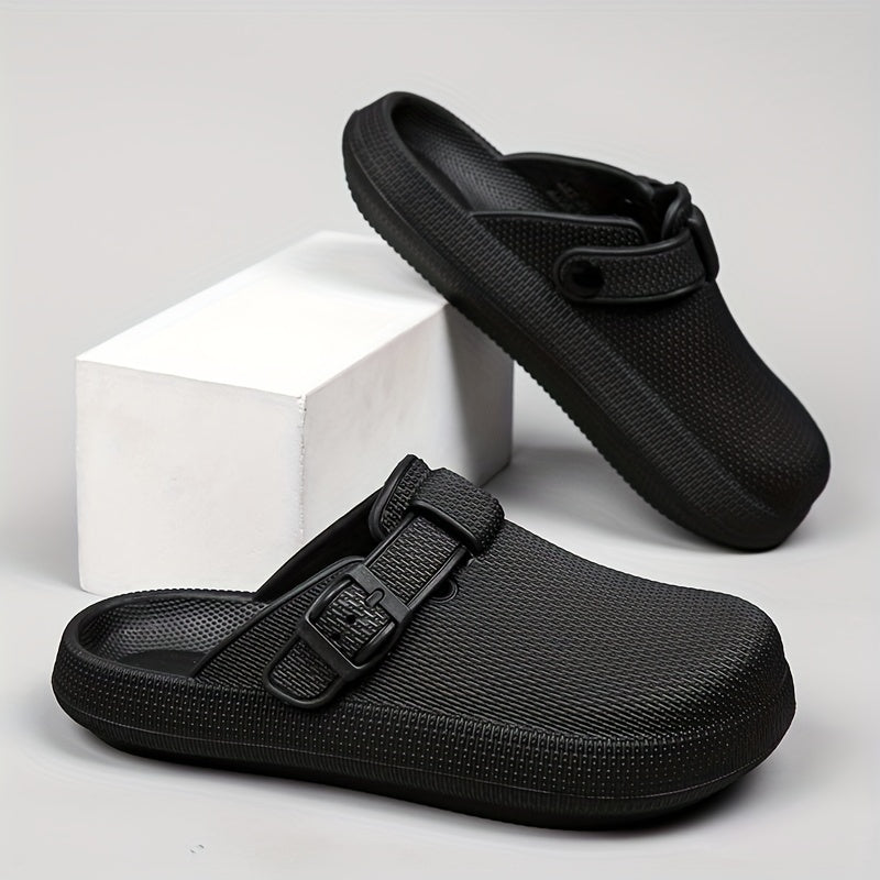 Women's Solid Indoor Slides Slip On Round Toe Platform Shoes