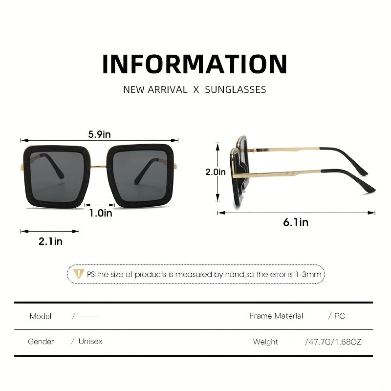 Stylish Square Sunglasses Women Vintage Oversized UV400 Eyewear