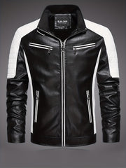 Men's Soft Shell PU Leather Jacket Windproof & Waterproof